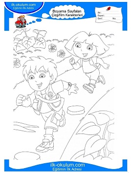 Çocuklar İçin Koş Diego Koş Boyama Sayfaları 